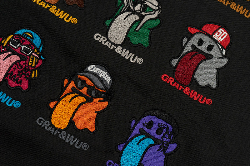 GRAF&WU Old School 12 Rap Ghost Embroidered Hoodie