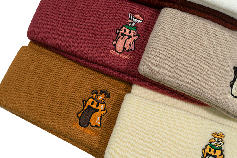 GRAFWU Embroidery Mushroom BooGhost Beanies