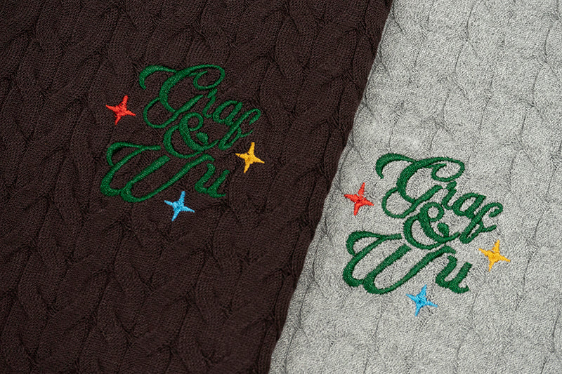 GRAF&WU Letter Embroidery Luxury Knit T-Shirt