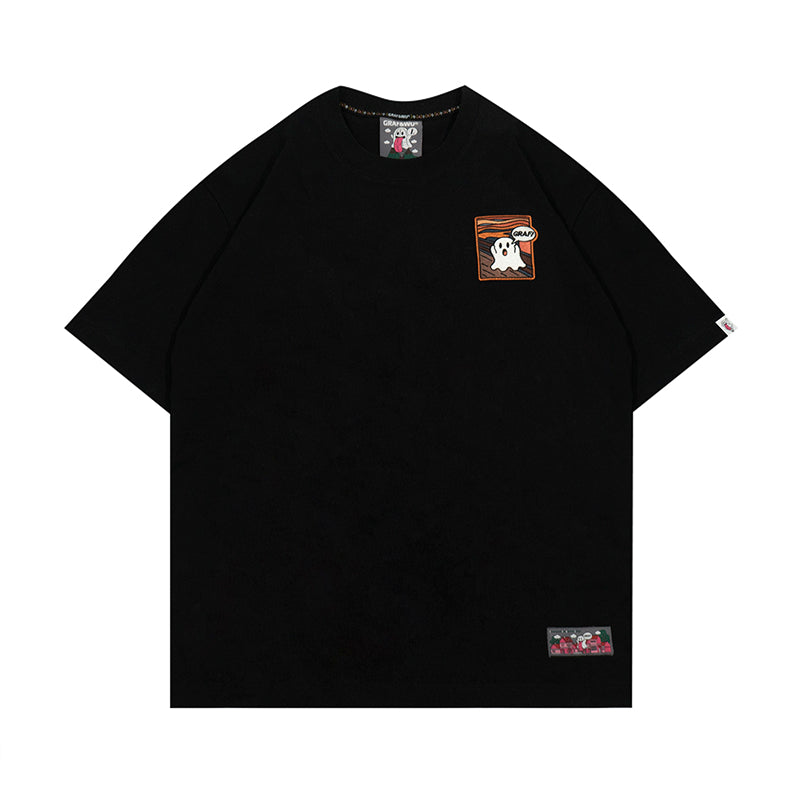 GRAF&WU T-shirts【World famous paintings】12 paintings of art Mona Lisa BooGhost embroidered short sleeves