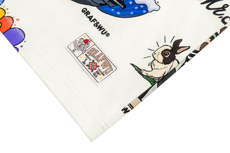 GRAF&WU T-Shirts Street Activity Giraffe Pattern Design Short Sleeve Street Hip-Hop Fashion Short Sleeves Men Cotton Summer T-Shirt Casual Tees
