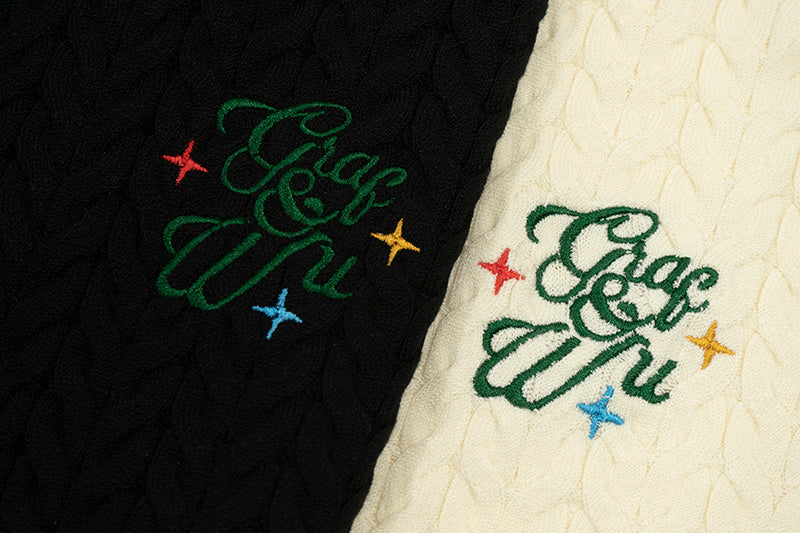GRAF&WU Letter Embroidery Luxury Knit T-Shirt