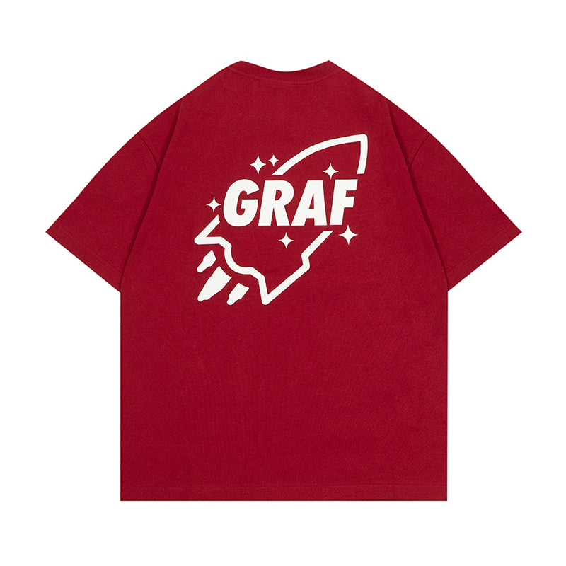 GRAF&WU T-Shirts Earth Planet Universe Rocket Pattern Design Short-Sleeved Fashionable 3D Print Casual Short Sleeves Men Women Cotton T-Shirt