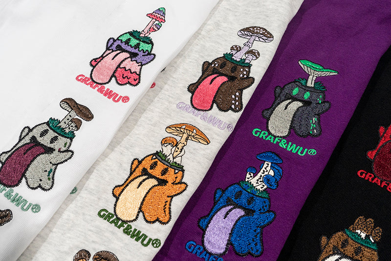 GRAF&WU T-Shirts Cute Nature Shroom Pattern Short Sleeve Fashionable 12 Mushroom Boo Ghost Design T-Shirts