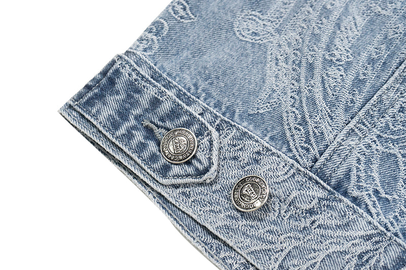 GRAFWU Jacquard Craft Pattern Design Denim Sleeveless
