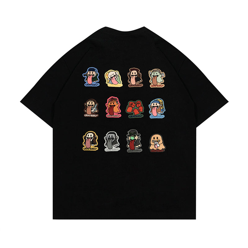GRAF&WU T-shirts【World famous paintings】12 paintings of art Mona Lisa BooGhost embroidered short sleeves