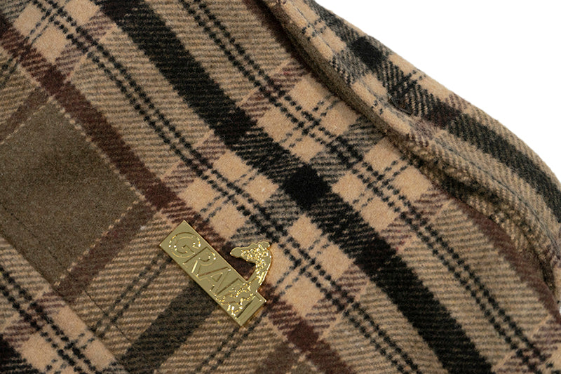 GRAF&WU Plaid 3 LOVE Heart Eembroidery Streetwear Brushed Shirt