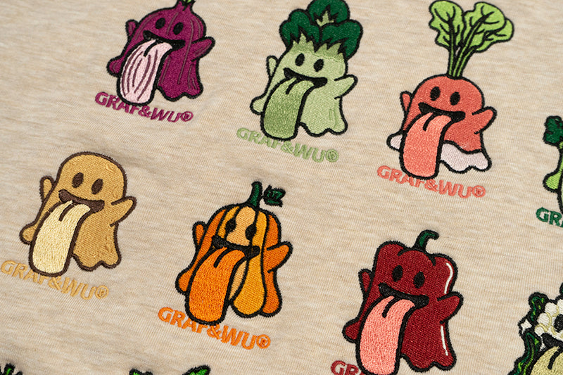 GRAF&WU Original 12 Cute Vegetable Ghost Embroidered Hoodies