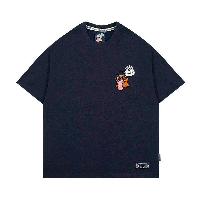 GRAF&WU T-Shirts Rapper Boo Ghost Short-Sleeved 12 Cute Ghosts 2.0 Embroidered Short Sleeve Men Cotton T-Shirt