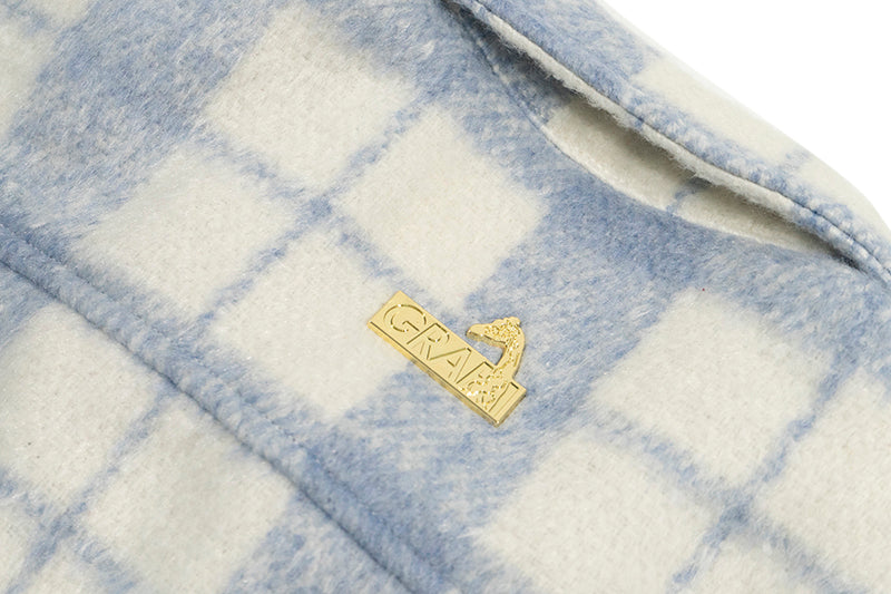 GRAF&WU Porcelain Blue Embroidered Deer Streetwear Loose Thick Shirt