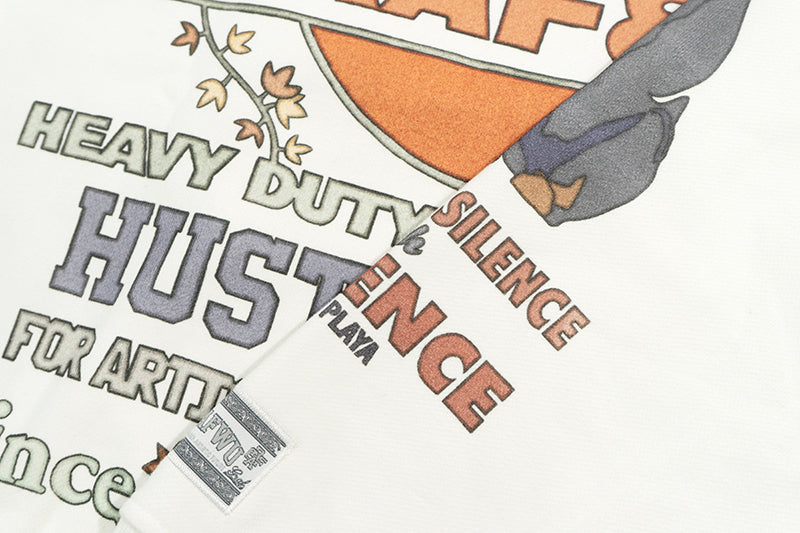 GRAF&WU Fallen Leaves Floral Letter Brass Button Fleece Hoodie