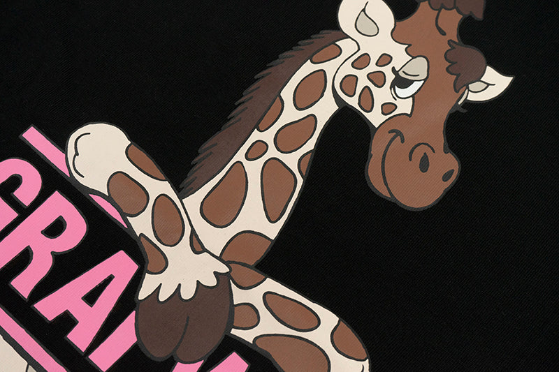 GRAFWU Kiss My Pink Letter Giraffe T-Shirts