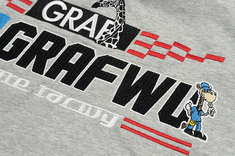 GRAF&WU Racing Gas Car Series Retro Multi-Logo Flame Design Hoodie