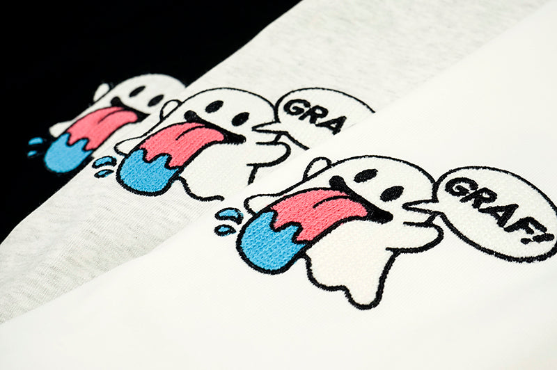GRAF&WU BooGhost12Cute Ghosts 2.0 Embroidered Loose-Fit Casual Streetwear Multi-Color Long Sleeve T-Shirt