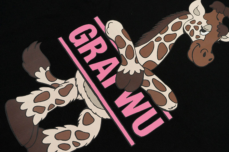 GRAFWU Kiss My Pink Letter Giraffe T-Shirts