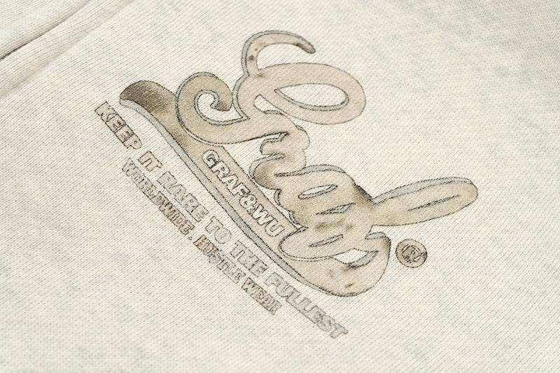 GRAF&WU Vintage Doberman Print Fleece Zip-Up Hoodie