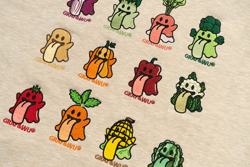 GRAF&WU Original 12 Cute Vegetable Ghost Embroidered Hoodies
