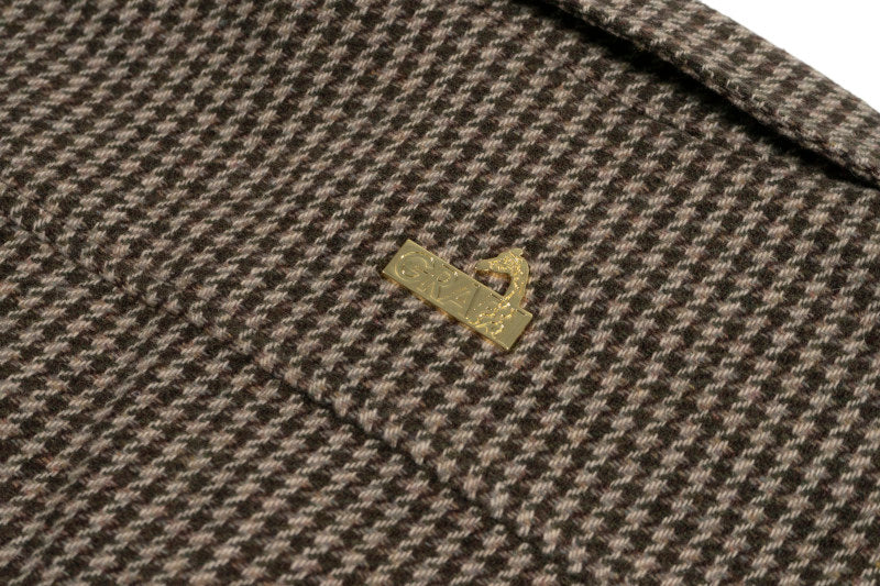 GRAF&WU Embroidered Off-road Vehicle Houndstooth Wool Shirt Coat