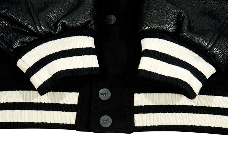 GRAF&WU Giraffe Embroidery Leather Sleeve Thick Jacket