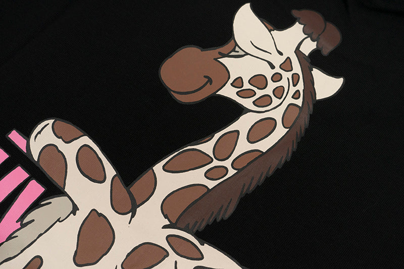 GRAFWU Kiss My Pink Letter Giraffe T-Shirts