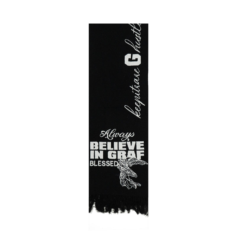 GRAF&WU Cute Ghost Doberman Letter Tassel Scarf