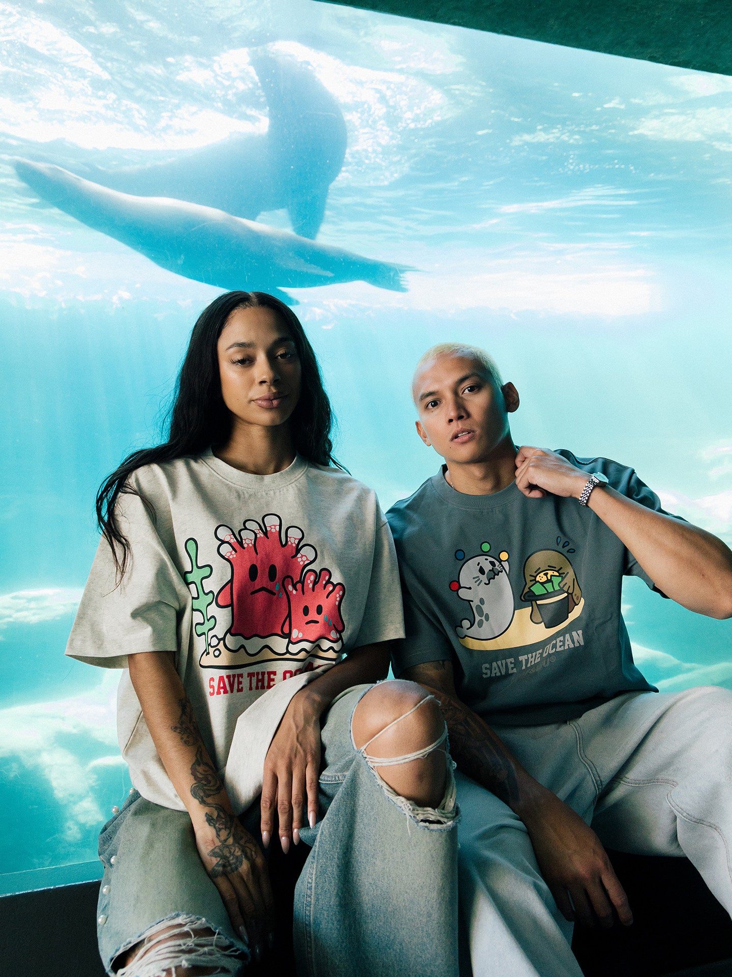 GRAF&WU Protect Ocean Nature Themed Cute Ghost T-shirt