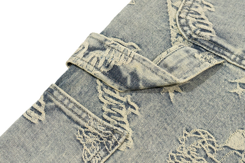 GRAFWU Jacquard Denim Embroidery Shorts