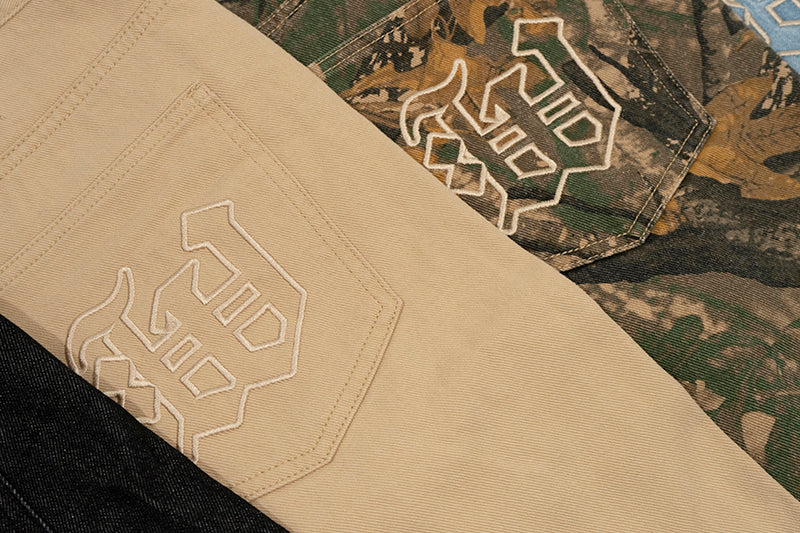 GRAF&WU Shorts Tree Branch Camouflage Ripped Pants Metal Copper Label Ak47 Angel Giraffe Lumberjack Shorts Casual Hip Hop Cargo Shorts