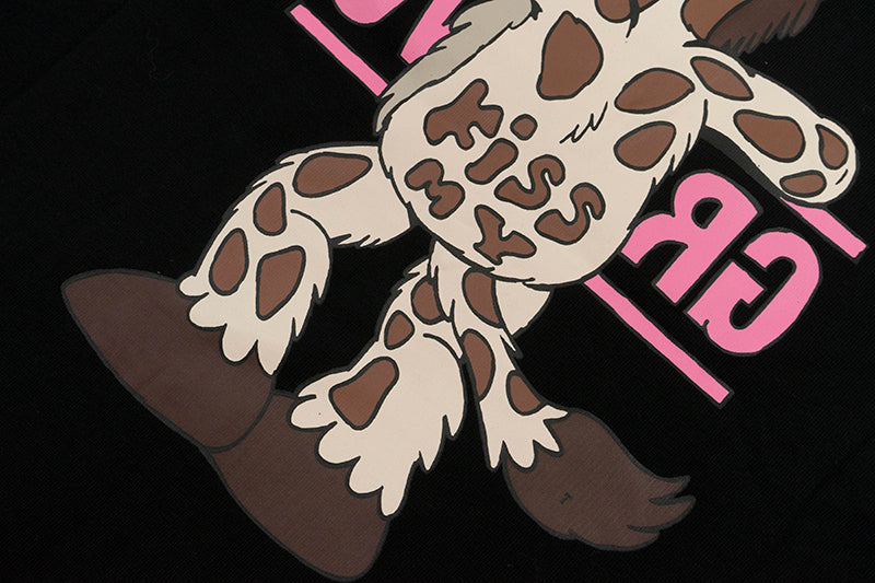 GRAFWU Kiss My Pink Letter Giraffe T-Shirts