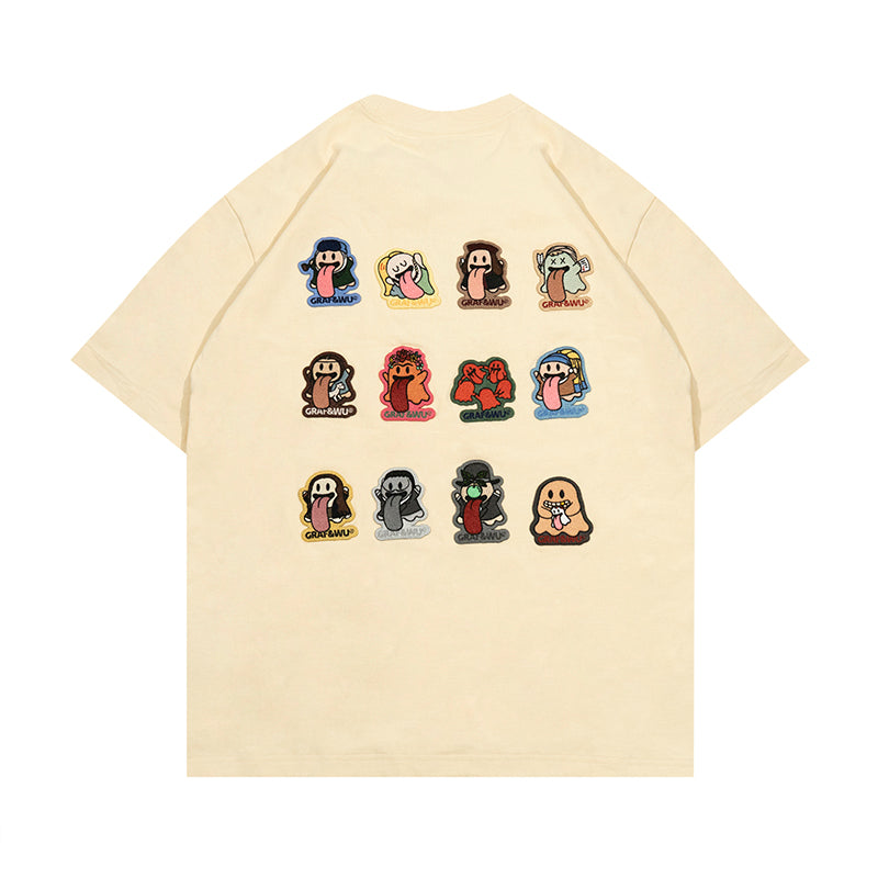 GRAF&WU T-shirts【World famous paintings】12 paintings of art Mona Lisa BooGhost embroidered short sleeves