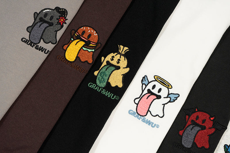 GRAFWU Classic Cute ghost Embroidered Sweatshirt