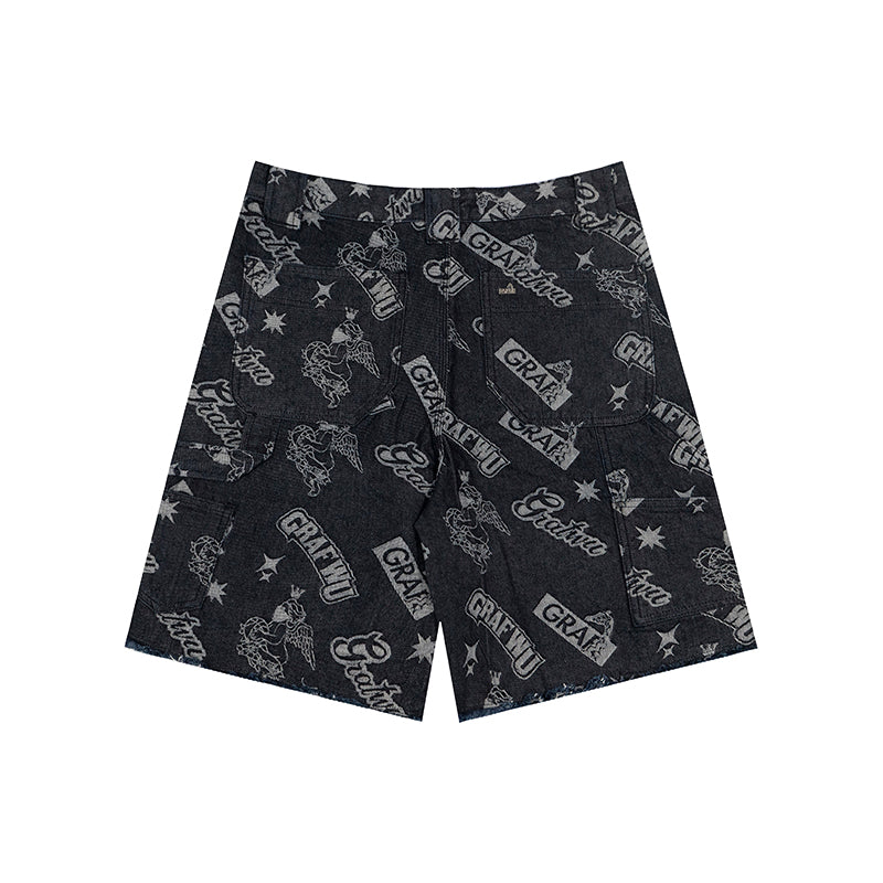 GRAFWU Jacquard Denim Embroidery Shorts