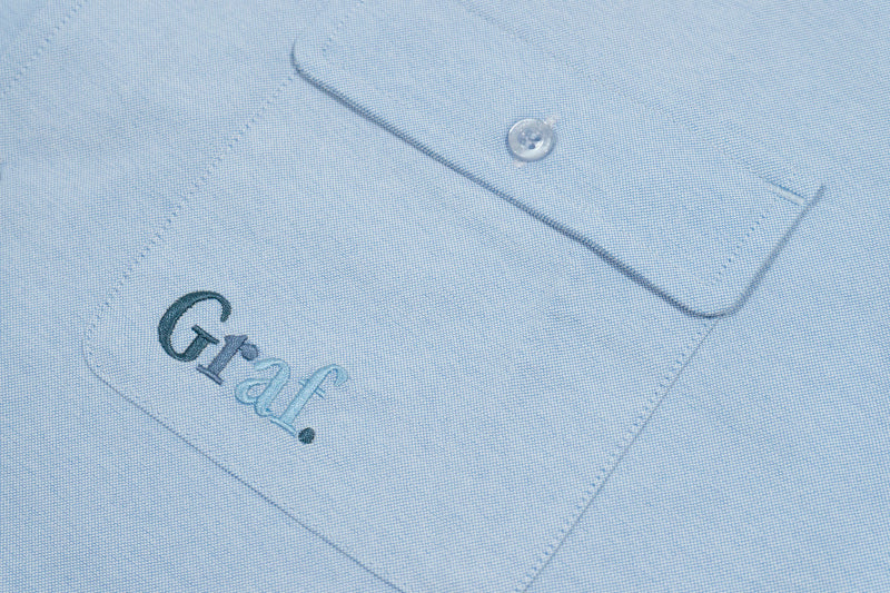 GRAFWU Brand Gradient Letter Embroidery Oxford Shirt