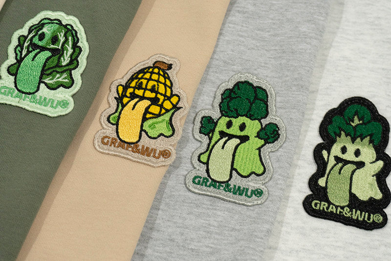 GRAF&WU Vegetable Cute Ghost Character Embroidered Long Sleeve Shirt