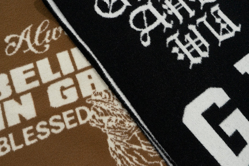 GRAF&WU Cute Ghost Doberman Letter Tassel Scarf