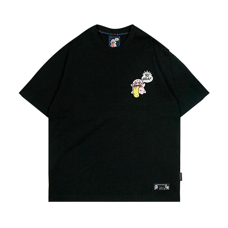 GRAF&WU T-Shirts Rapper Boo Ghost Short-Sleeved 12 Cute Ghosts 2.0 Embroidered Short Sleeve Men Cotton T-Shirt