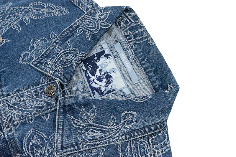 GRAFWU Jacquard Craft Pattern Design Denim Sleeveless