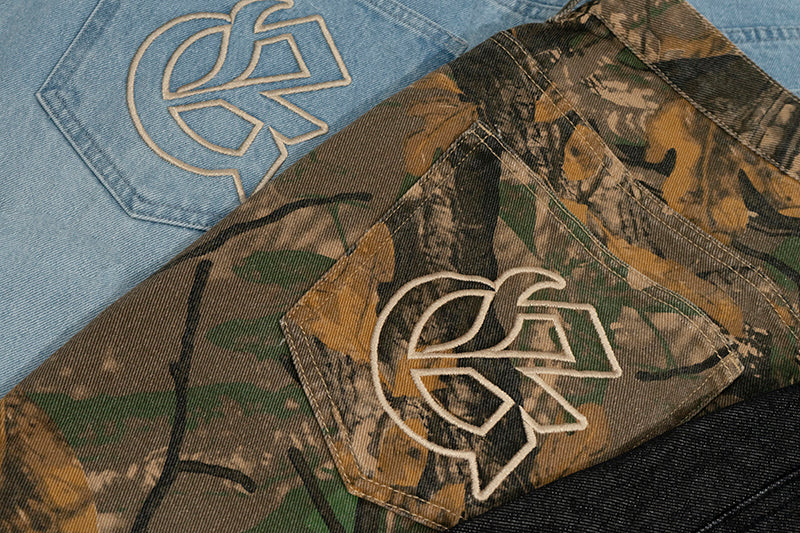 GRAF&WU Shorts Tree Branch Camouflage Ripped Pants Metal Copper Label Ak47 Angel Giraffe Lumberjack Shorts Casual Hip Hop Cargo Shorts