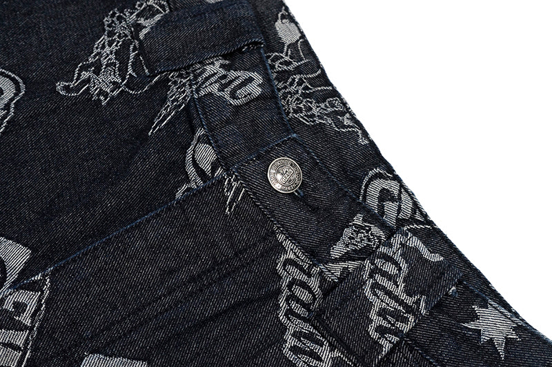 GRAFWU Jacquard Denim Embroidery Shorts