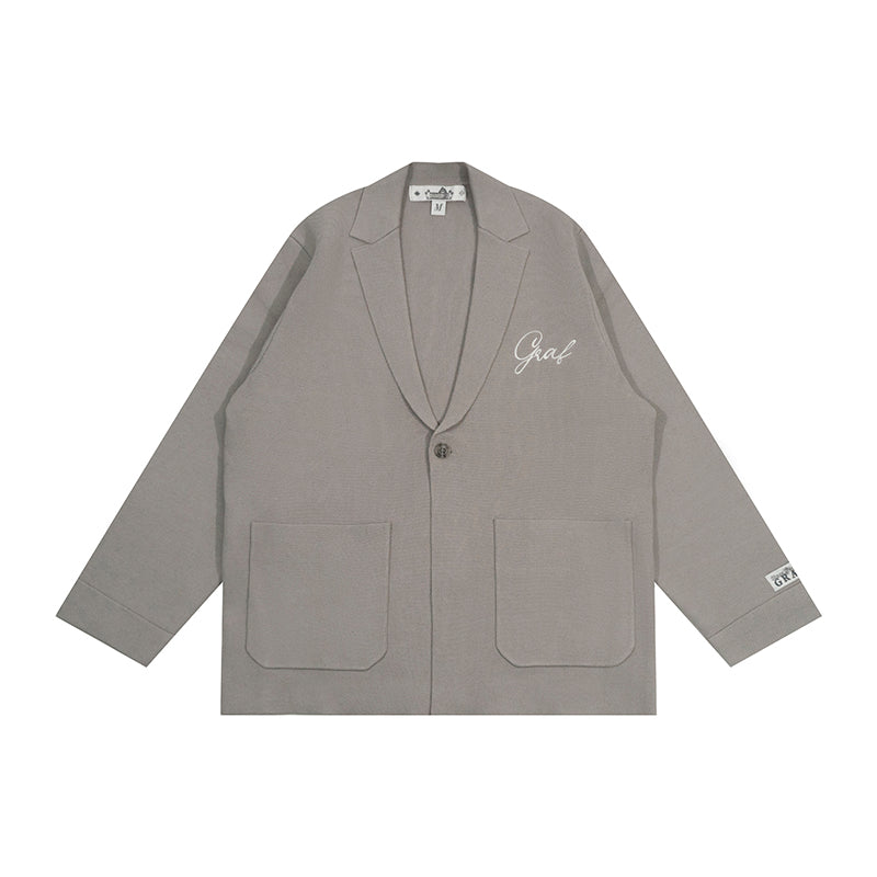 GRAF&WU Jacket Streetwear Brand Embroidered Knitted Suit Coat