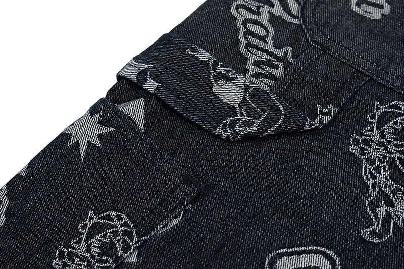 GRAFWU Jacquard Denim Embroidery Shorts
