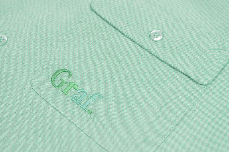 GRAFWU Brand Gradient Letter Embroidery Oxford Shirt