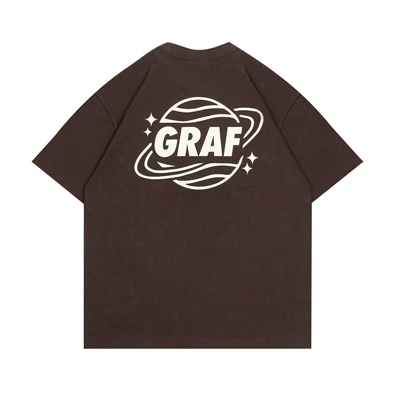 GRAF&WU T-Shirts Earth Planet Universe Rocket Pattern Design Short-Sleeved Fashionable 3D Print Casual Short Sleeves Men Women Cotton T-Shirt