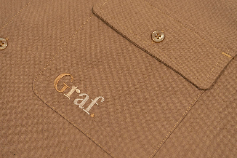 GRAFWU Brand Gradient Letter Embroidery Oxford Shirt