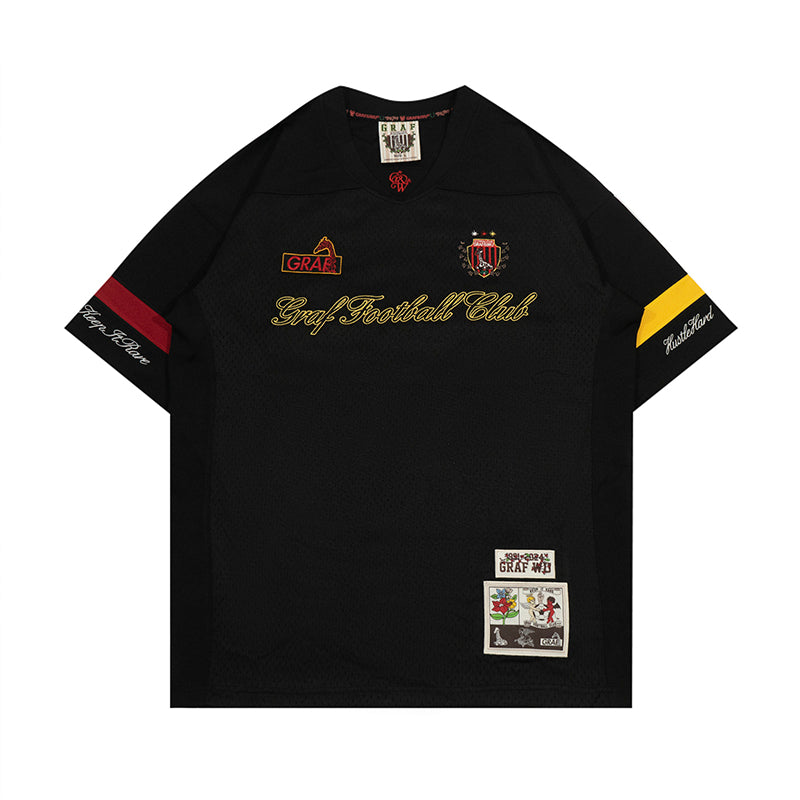 GRAF&WU Football Club Floral Embroidery Sports Mesh Jersey