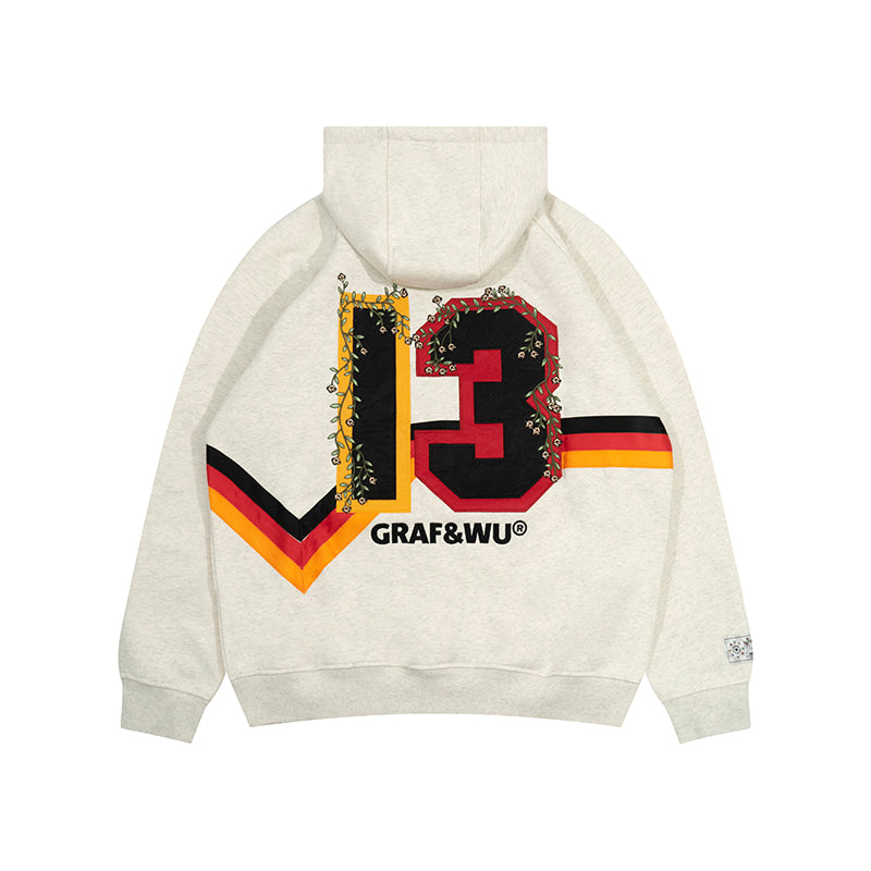 GRAF&WU Blokecore Football Team Floral Angel Devil Fleece Hoodie