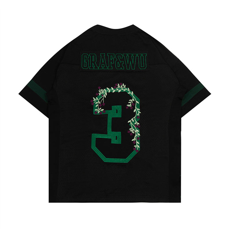 GRAF&WU Football Club Floral Embroidery Sports Mesh Jersey