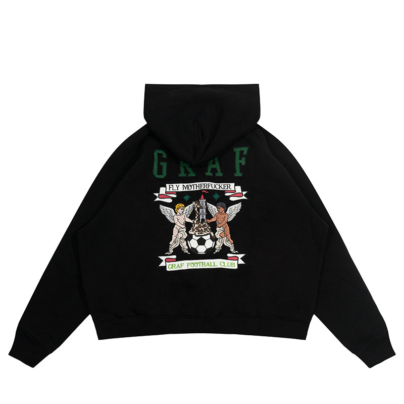 GRAF&WU Blokecore Football Club Floral Angel Fleece Zip-up Hoodie