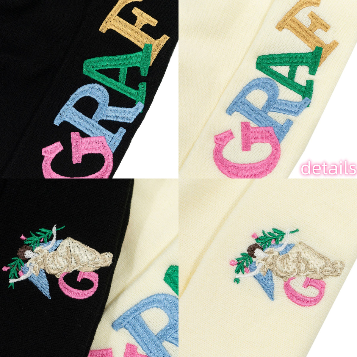 GRAF&WU Lucky Goddess Embroidered Wool Beanies