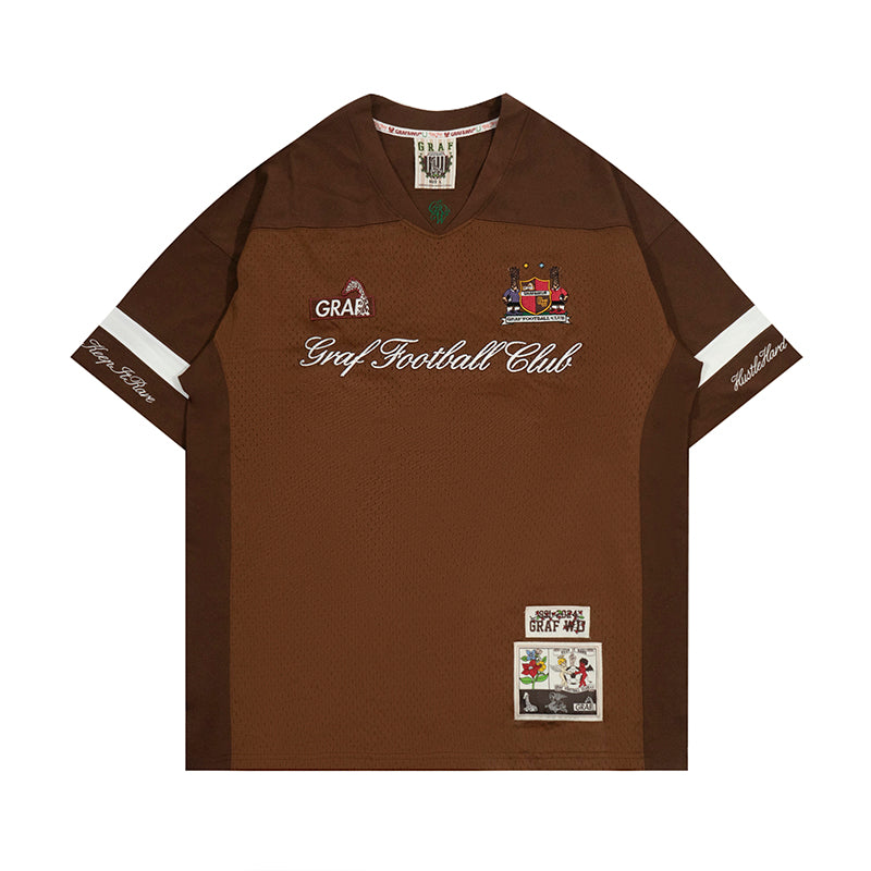 GRAF&WU Football Club Floral Embroidery Sports Mesh Jersey